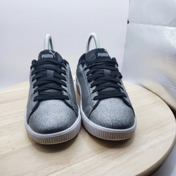 Puma Vikky V3 Glitz Youth Girls size 4.5 Silver Sneakers Casual Shoes 38470101 - Picture 4 of 7